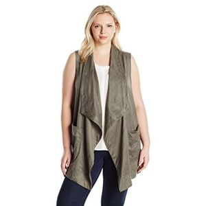 Faux Suede Draped Collar Vest